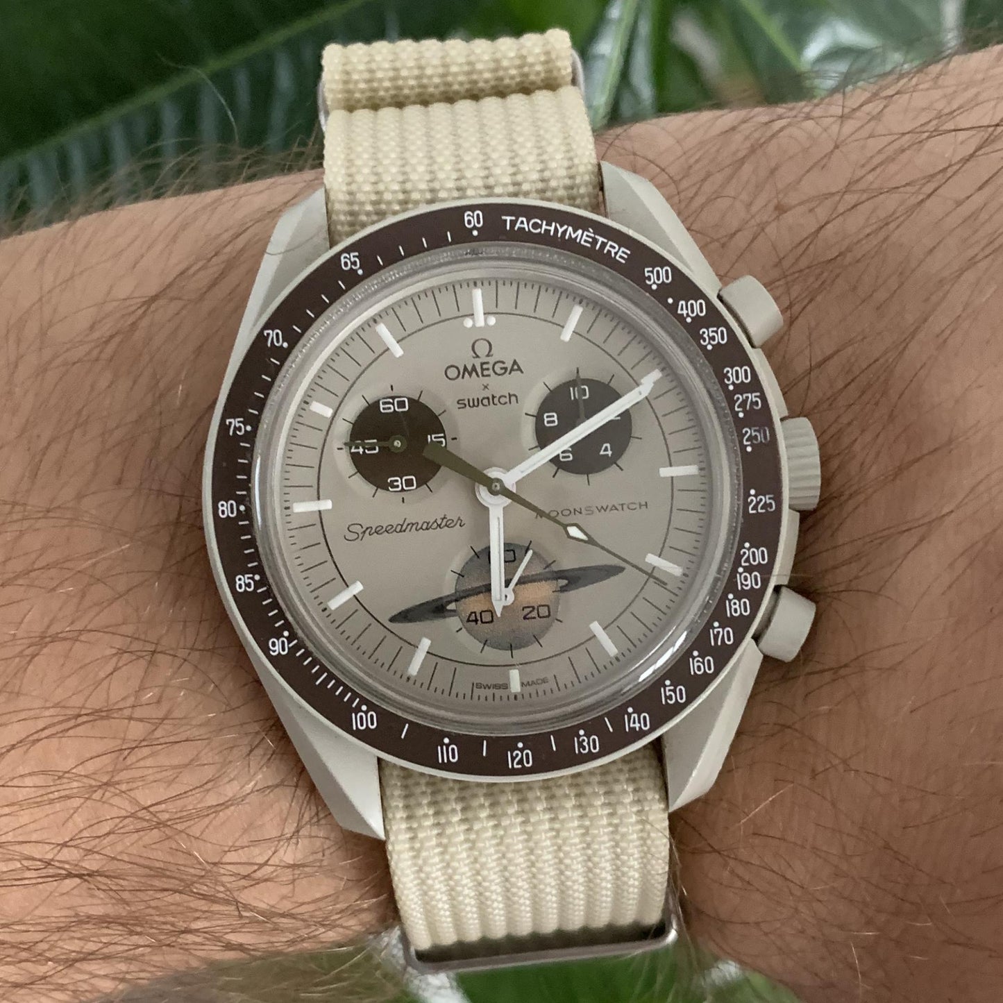 Bracelet strap nylon Omega Swatch MoonSwatch beige