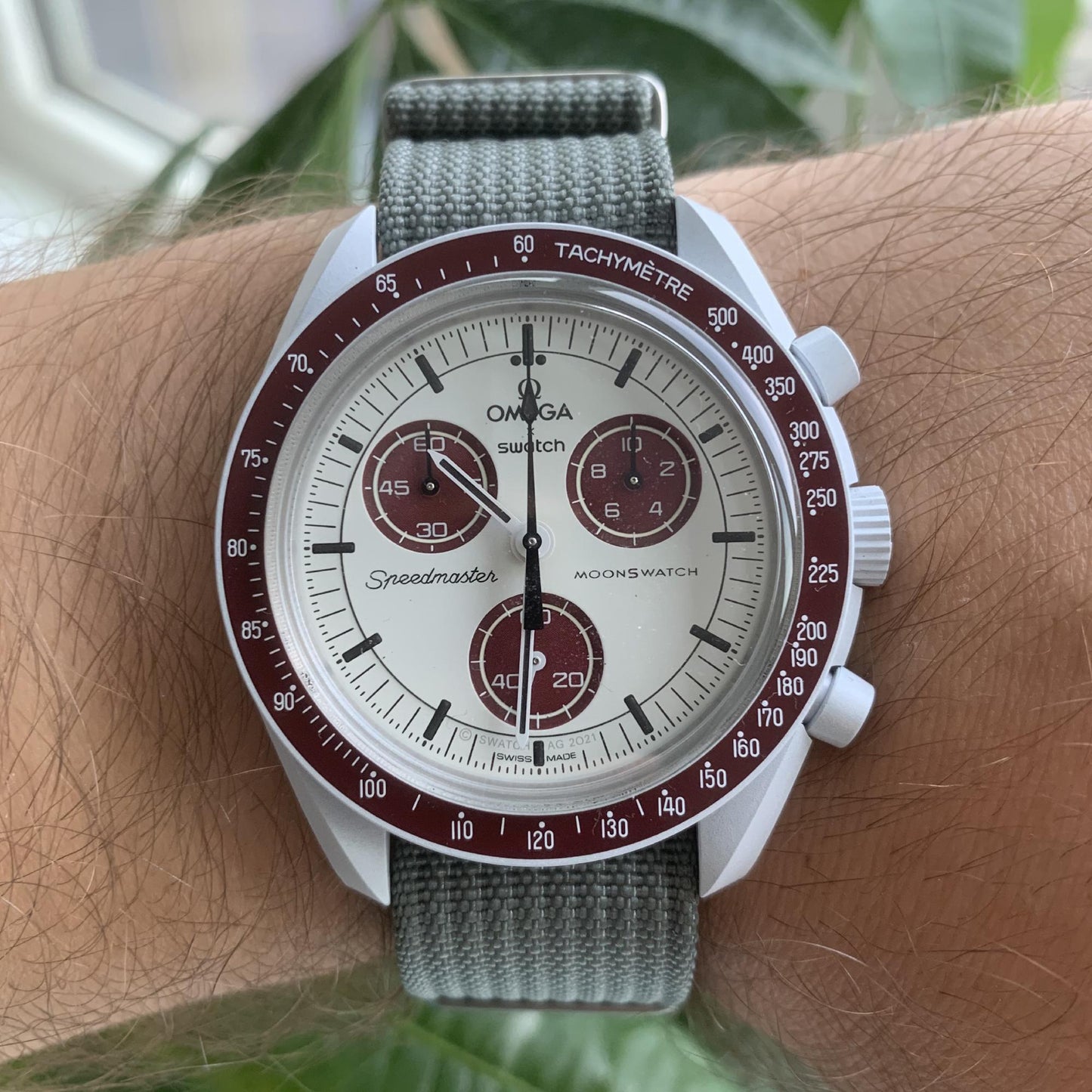 Armband strap Nylon Omega Swatch MoonSwatch grau
