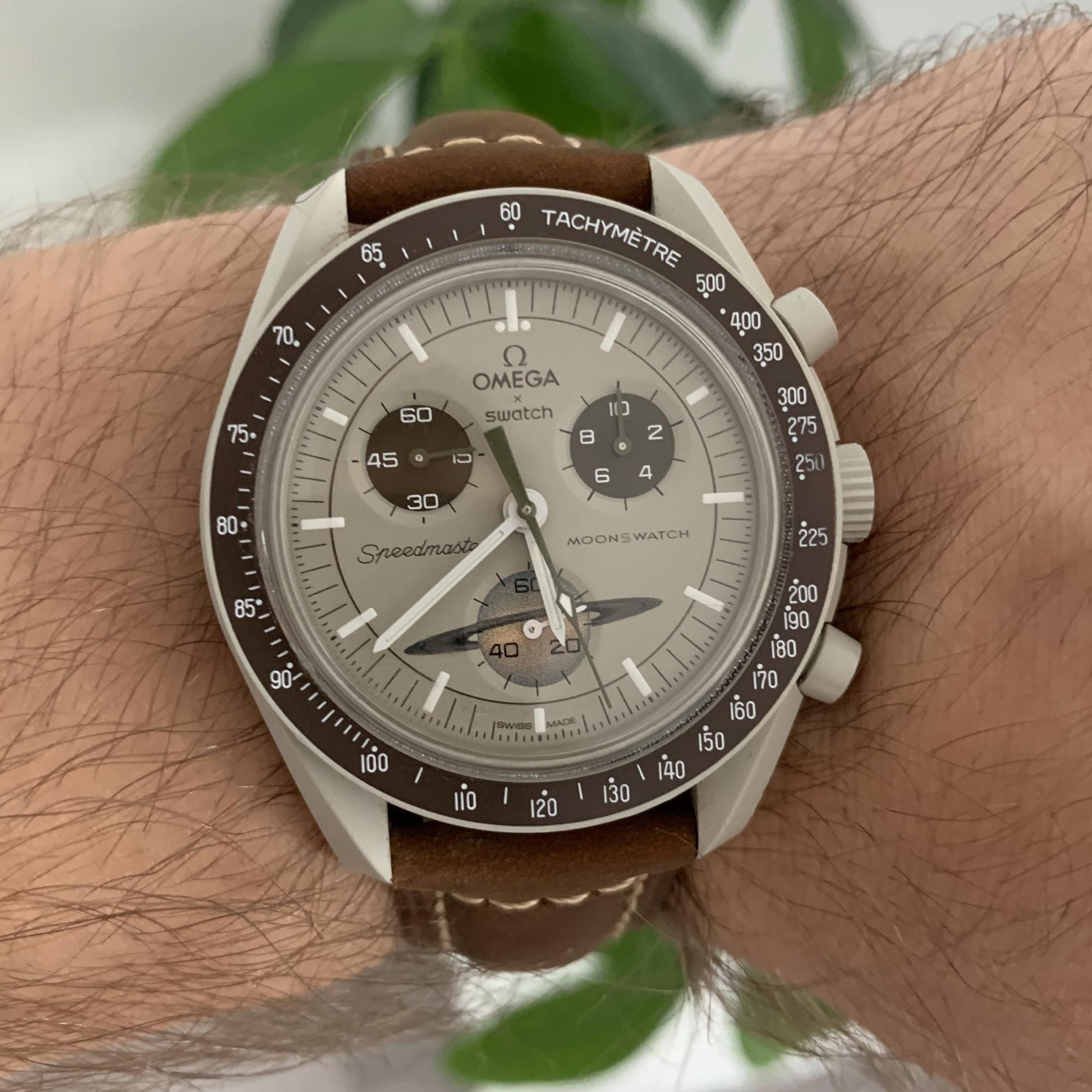 Omega Swatch MoonSwatch strap leather brown