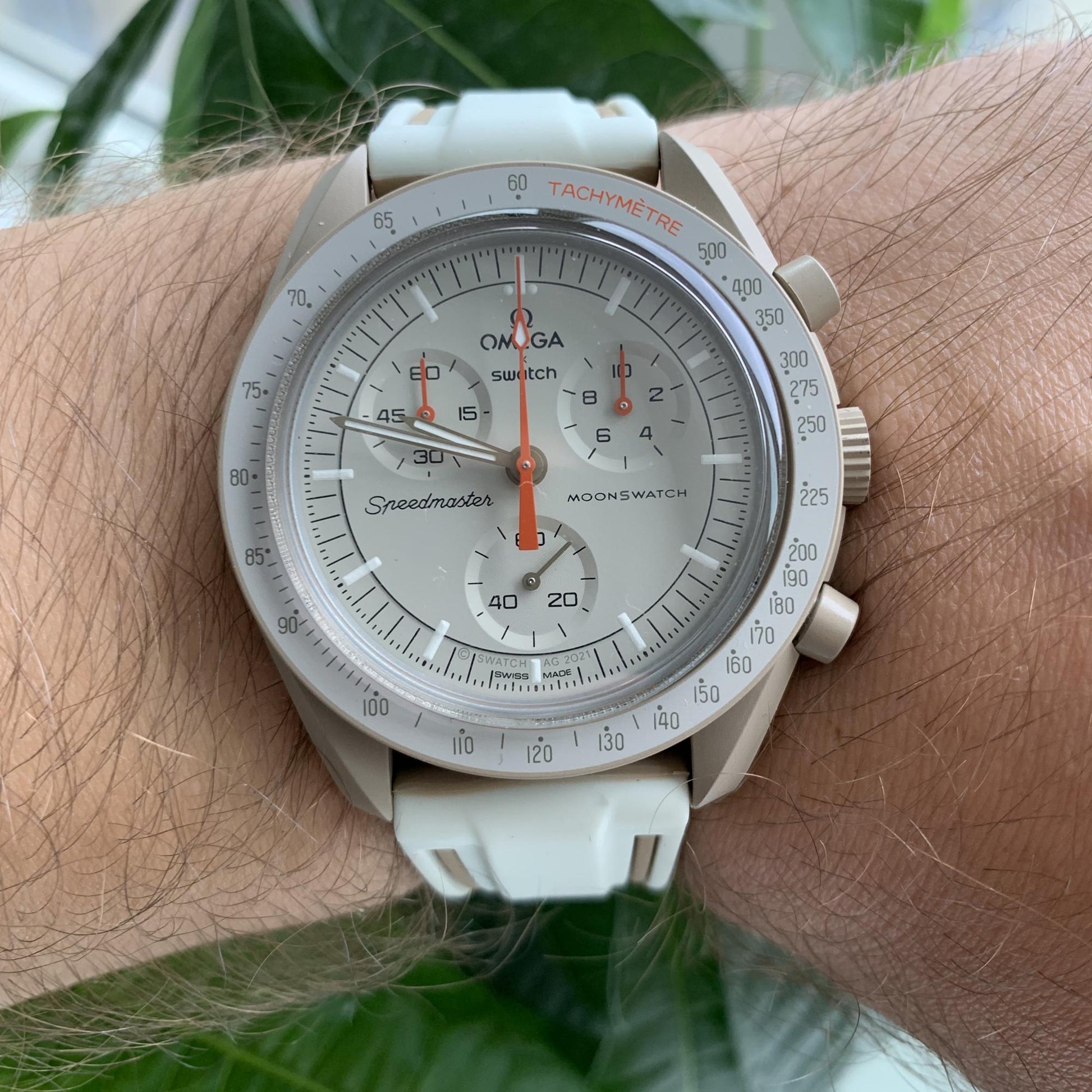 Armband strap Omega Swatch MoonSwatch weiß braun silikon