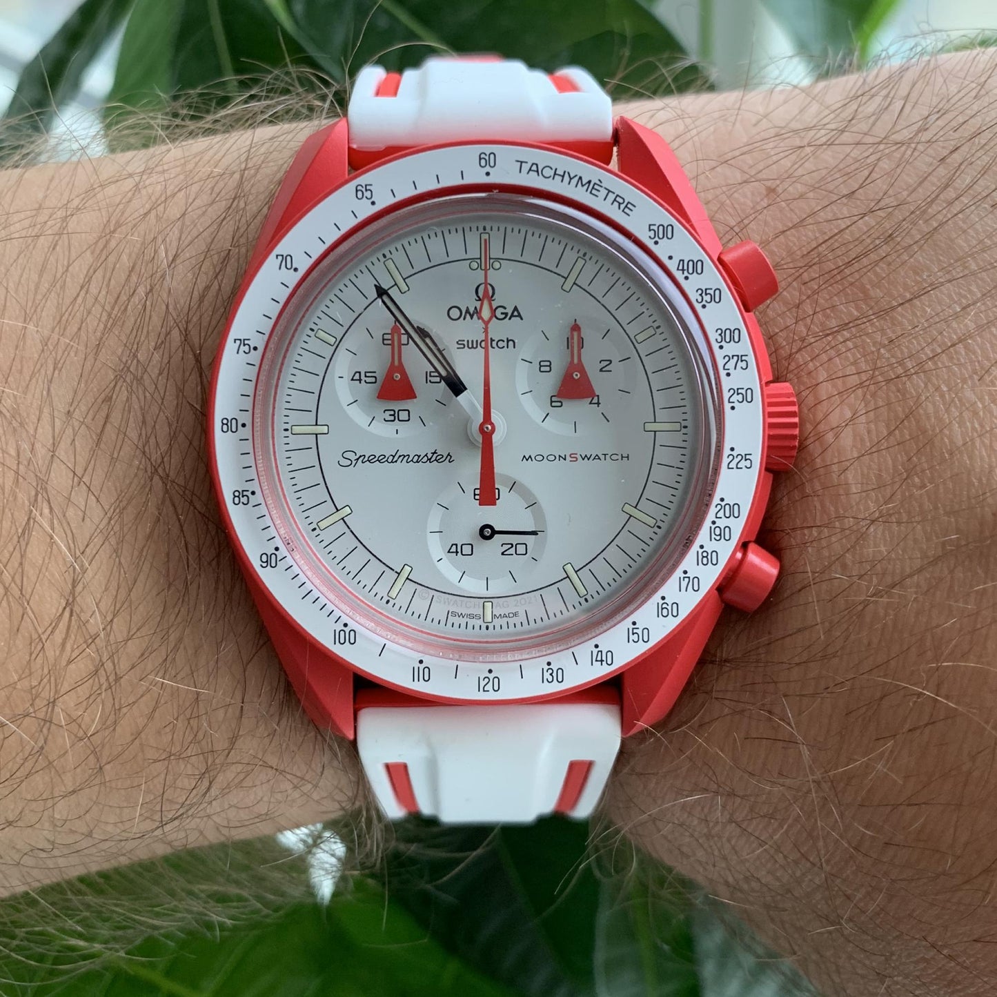 Bracelet strap Omega Swatch MoonSwatch blanc et rouge