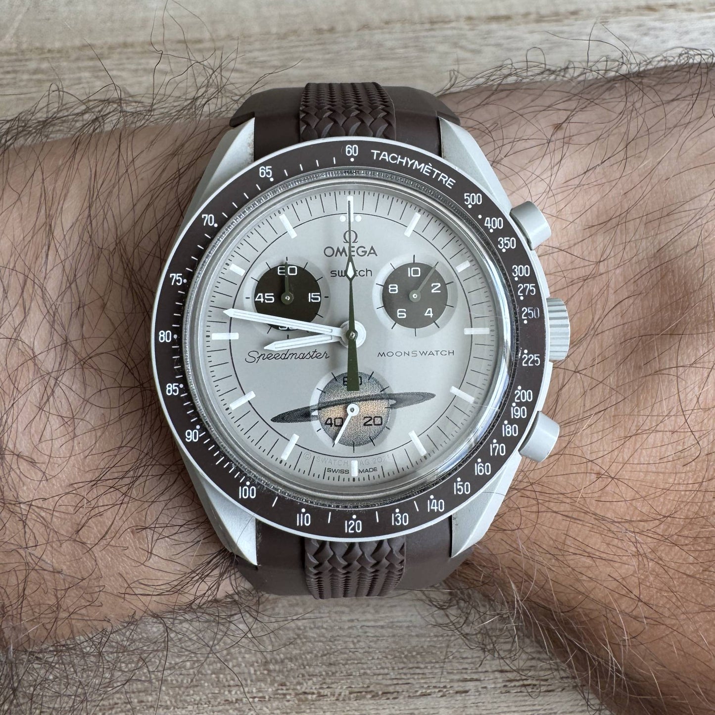 Brede Horlogebandje Omega x Swatch Moonswatch - Bruin