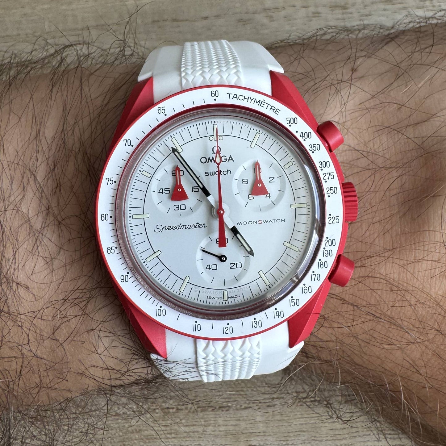 Brede Horlogebandje Omega x Swatch Moonswatch - Wit
