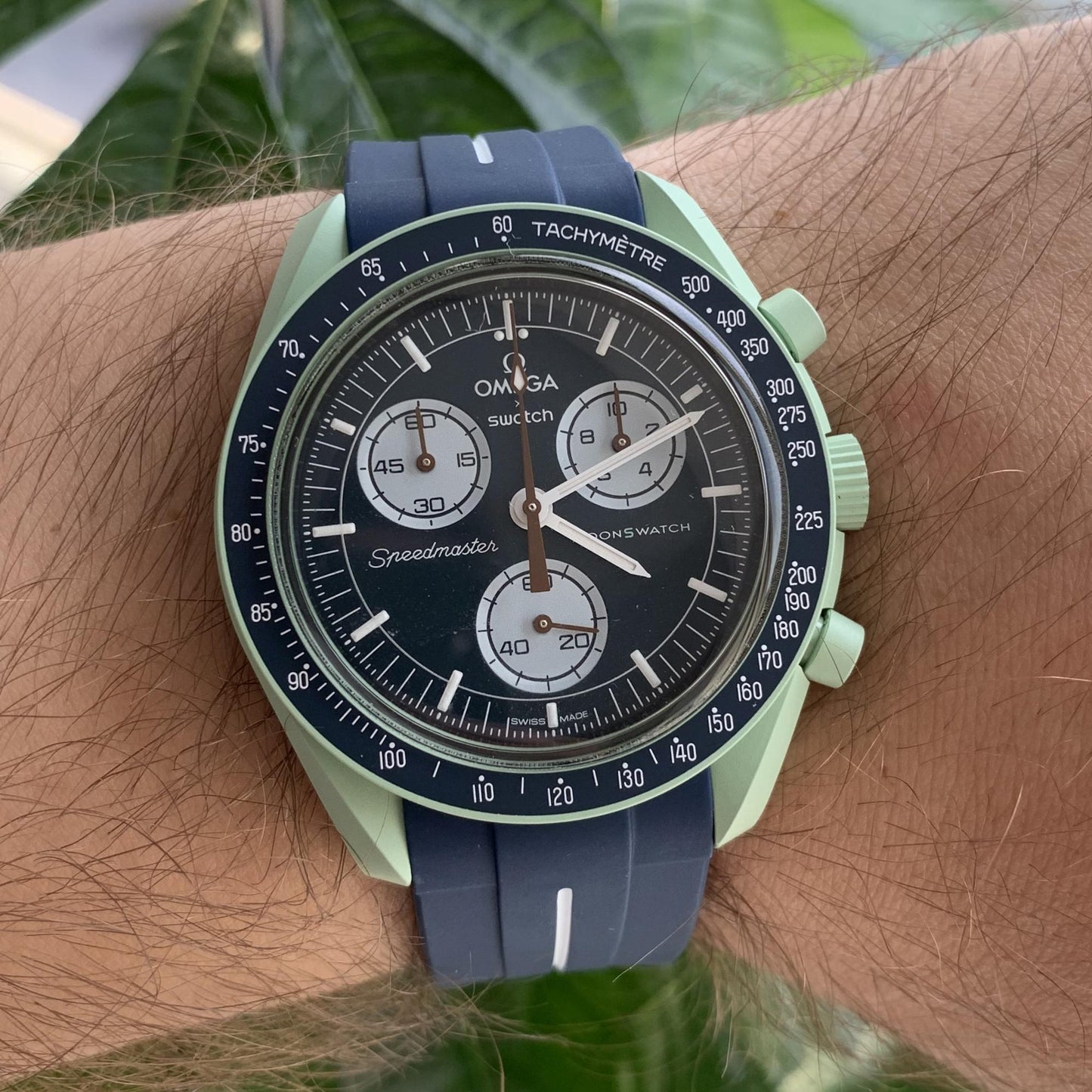 Bracelet strap Omega Swatch MoonSwatch bleu et blanc