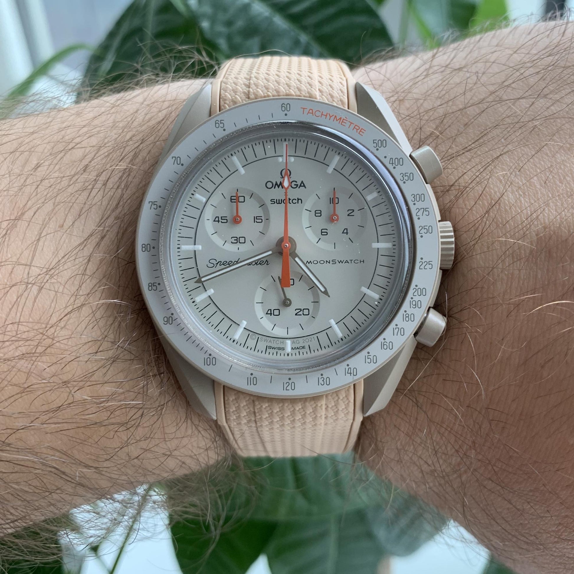Omega Swatch MoonSwatch cinturino strap marrone