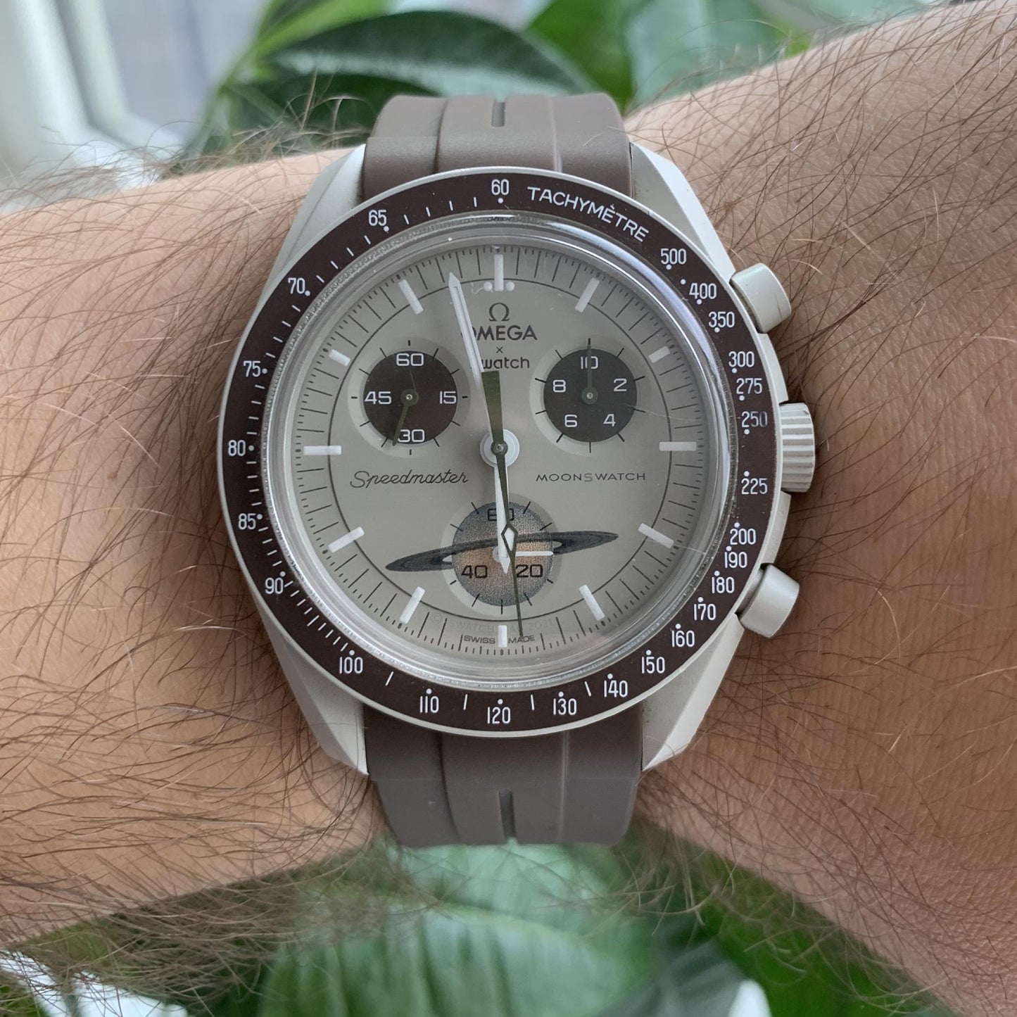 Omega Swatch MoonSwatch correa strap marrón