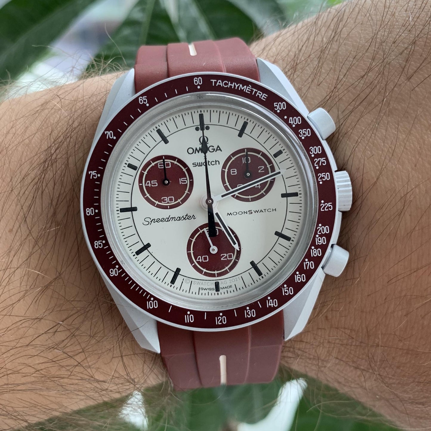 Horlogebandje Omega x Swatch Moonswatch - Rode wijn