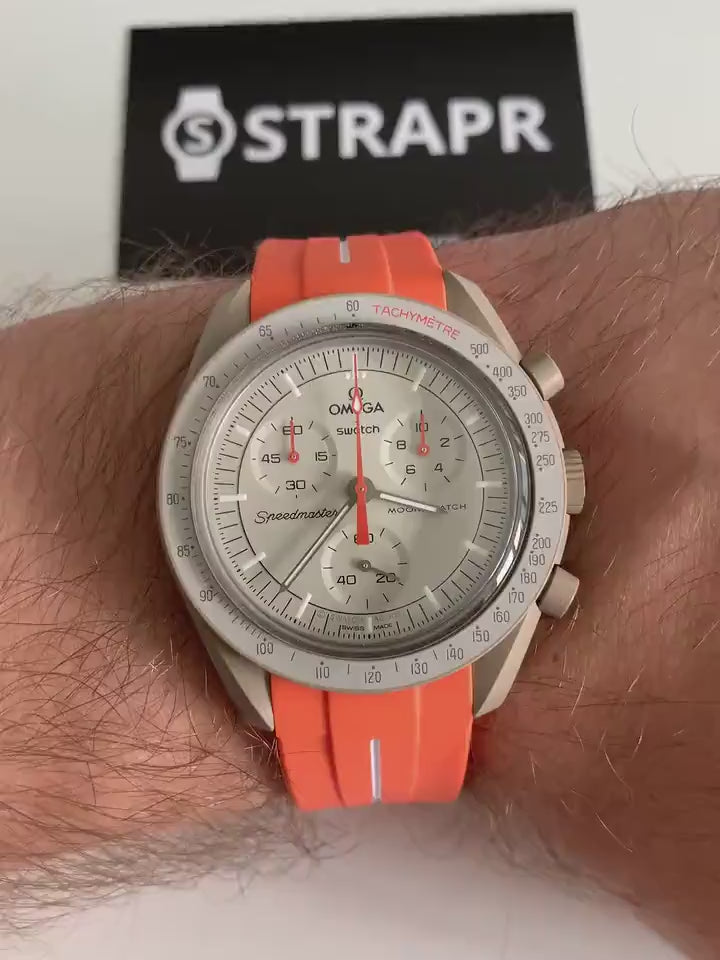 Omega Swatch MoonSwatch cinturino strap arancione e bianco