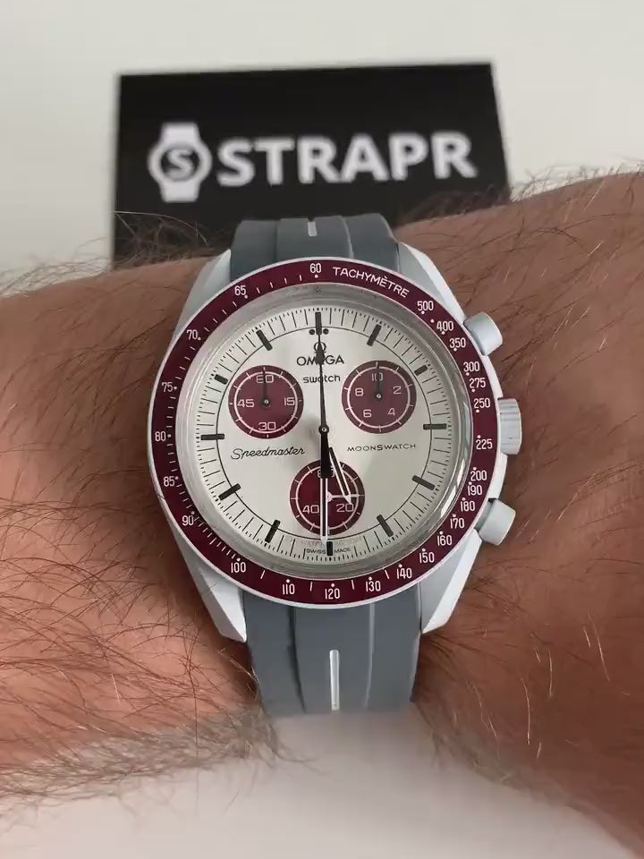 Omega Swatch MoonSwatch cinturino strap grigio e bianco