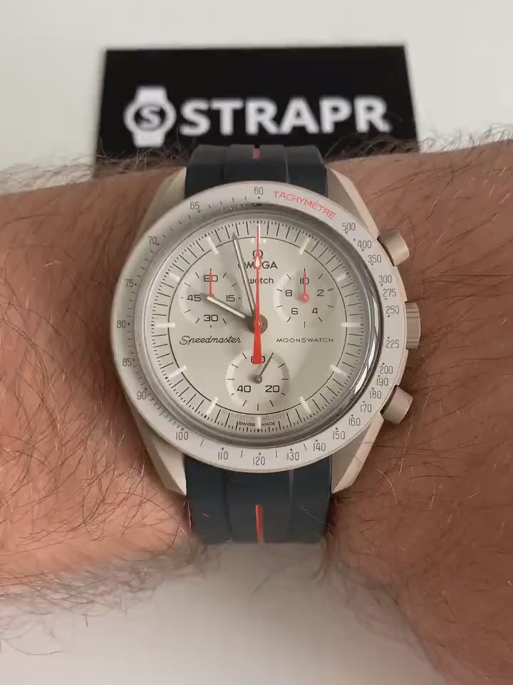 Omega Swatch MoonSwatch cinturino strap nero e arancione