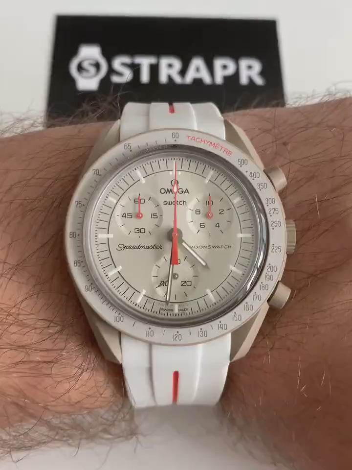 Omega Swatch MoonSwatch cinturino strap grigio chiaro e arancione