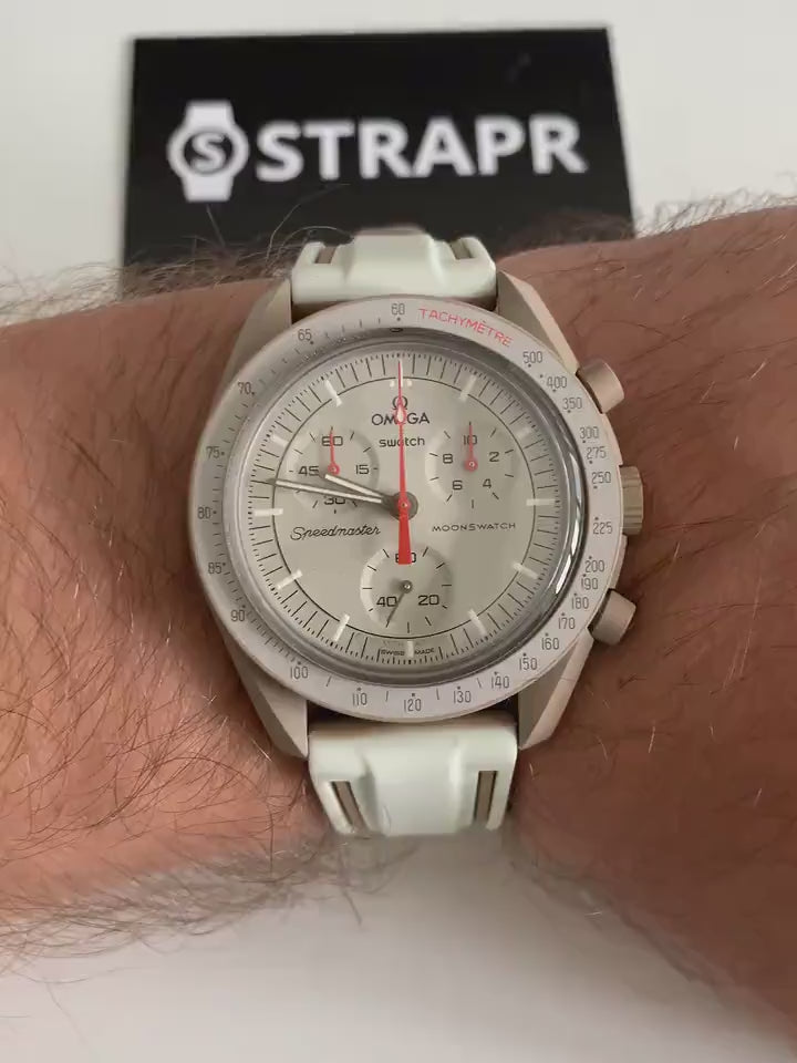 Armband strap Omega Swatch MoonSwatch weiß braun silikon