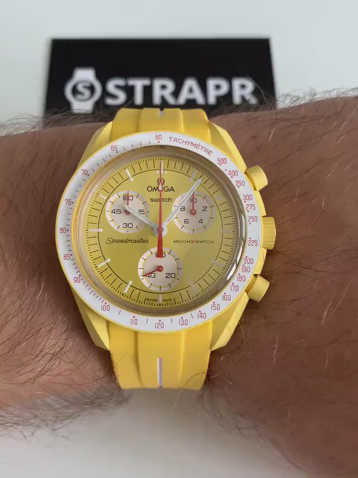 Bracelet strap Omega Swatch MoonSwatch jaune et blanc