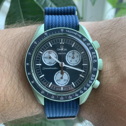Armband strap Nylon Omega Swatch MoonSwatch blau
