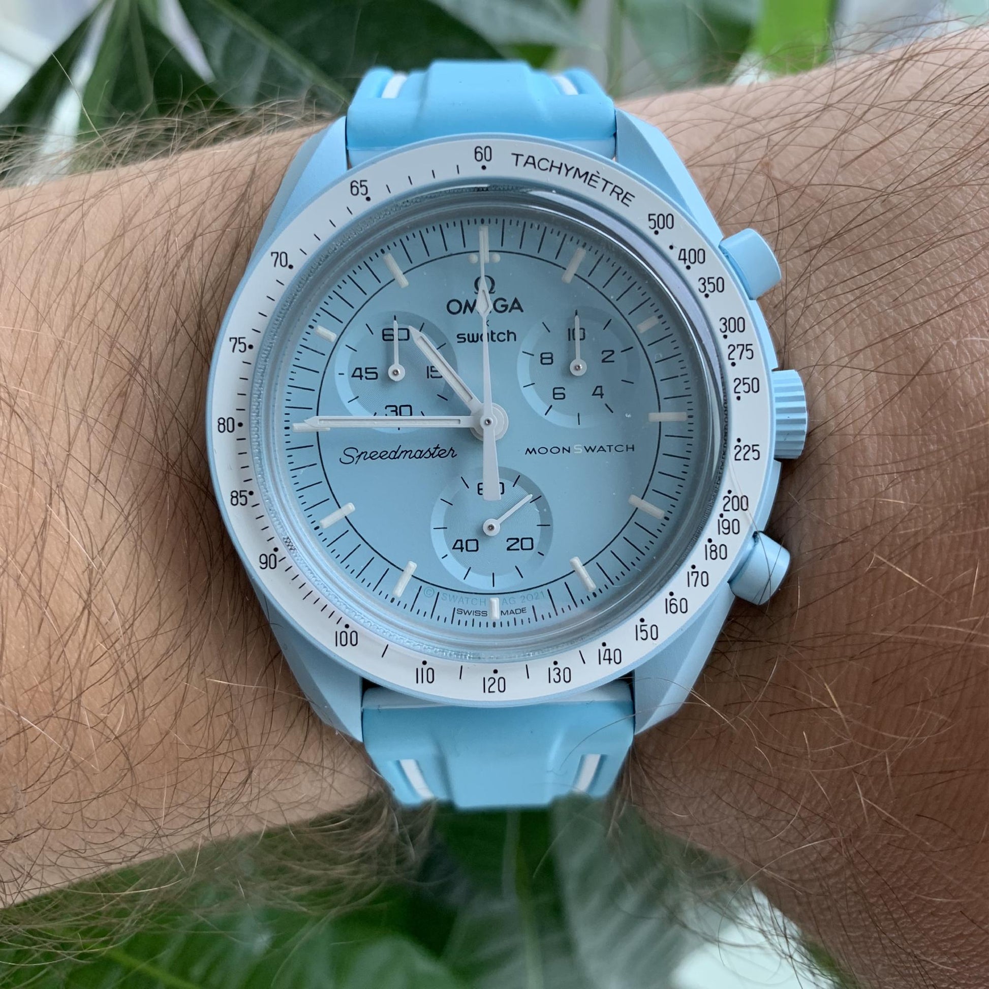Omega Swatch MoonSwatch correa strap azul cielo silicona