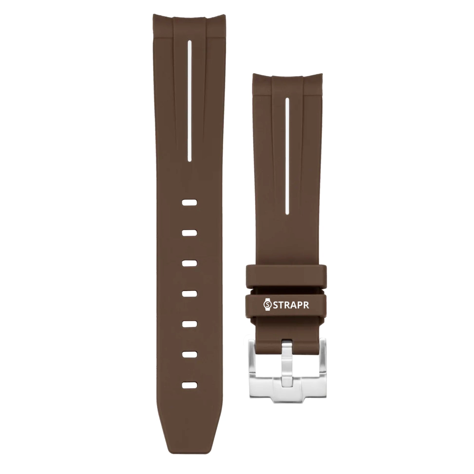 Bracelet strap Omega Swatch MoonSwatch marron et blanc