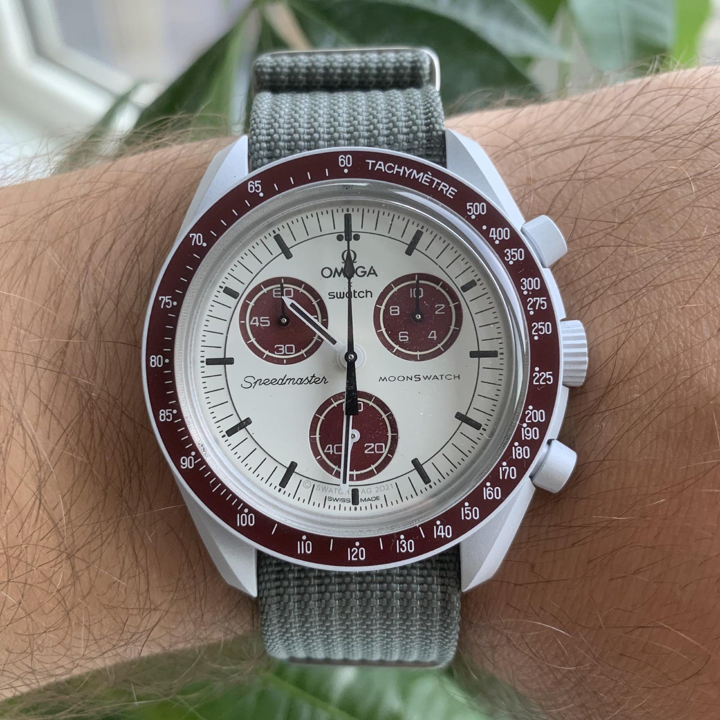 Horlogebandje Omega x Swatch Moonswatch Nylon - Grijs