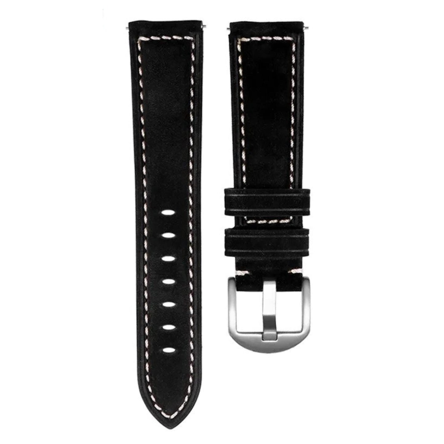 Bracelet strap en cuir Omega Swatch MoonSwatch noir