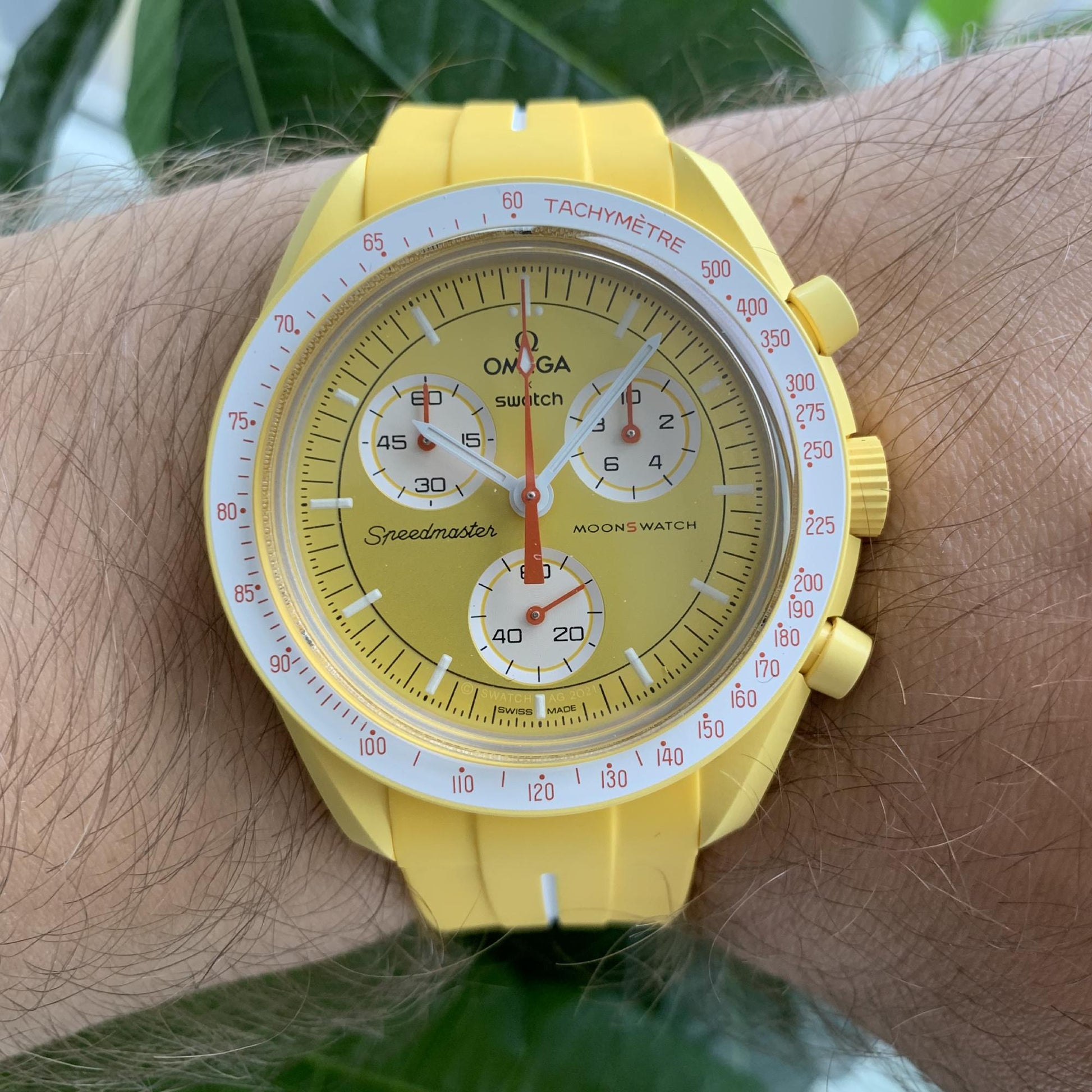 Bracelet strap Omega Swatch MoonSwatch jaune et blanc