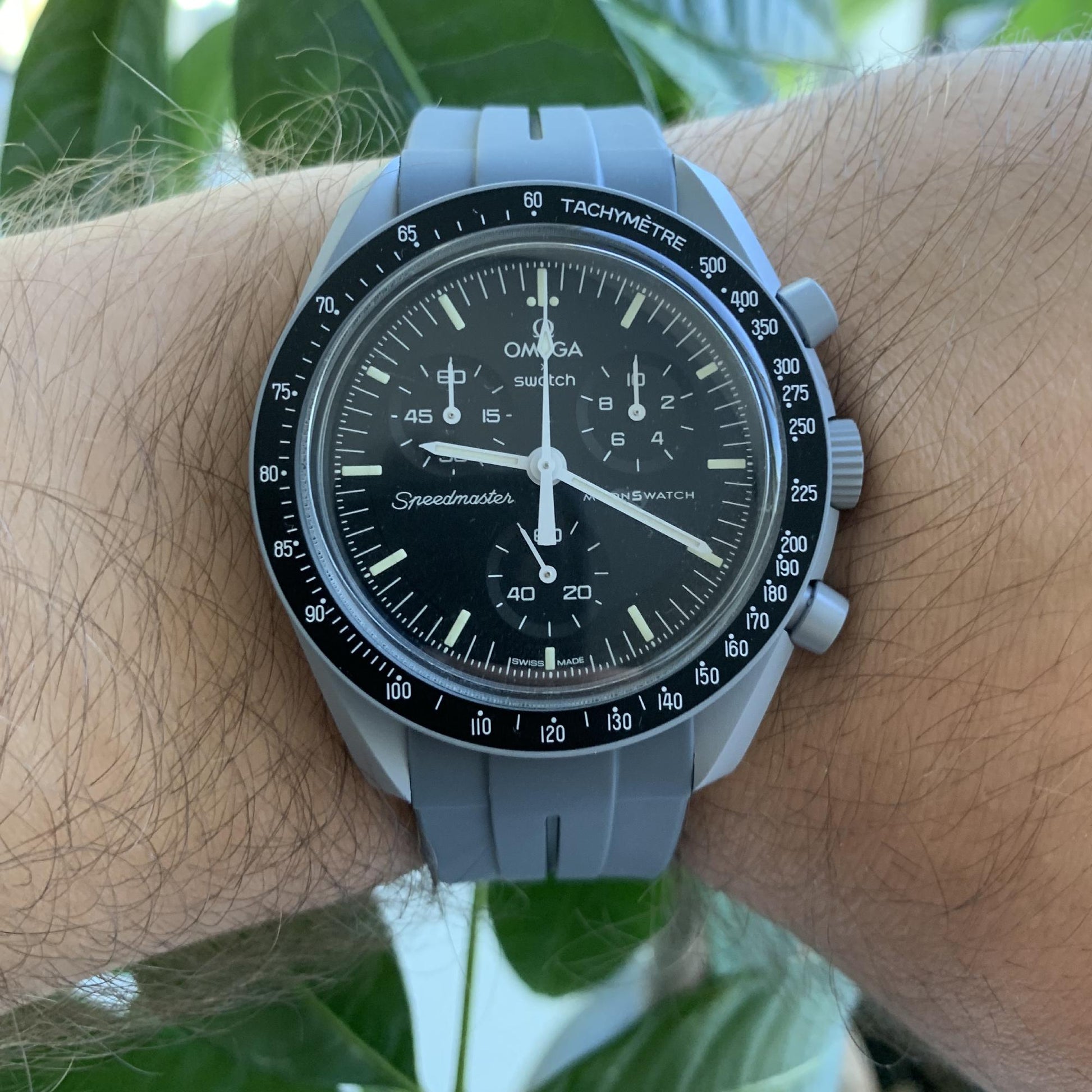 Armband strap Omega Swatch MoonSwatch grau und schwarz