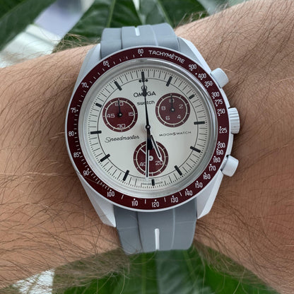 Horlogebandje Omega x Swatch Moonswatch - Grijs & Wit
