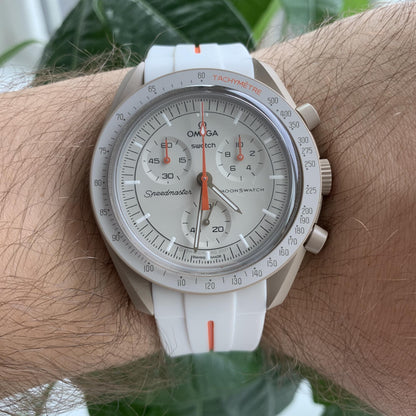 Horlogebandje Omega x Swatch Moonswatch - Lichtgrijs & Oranje