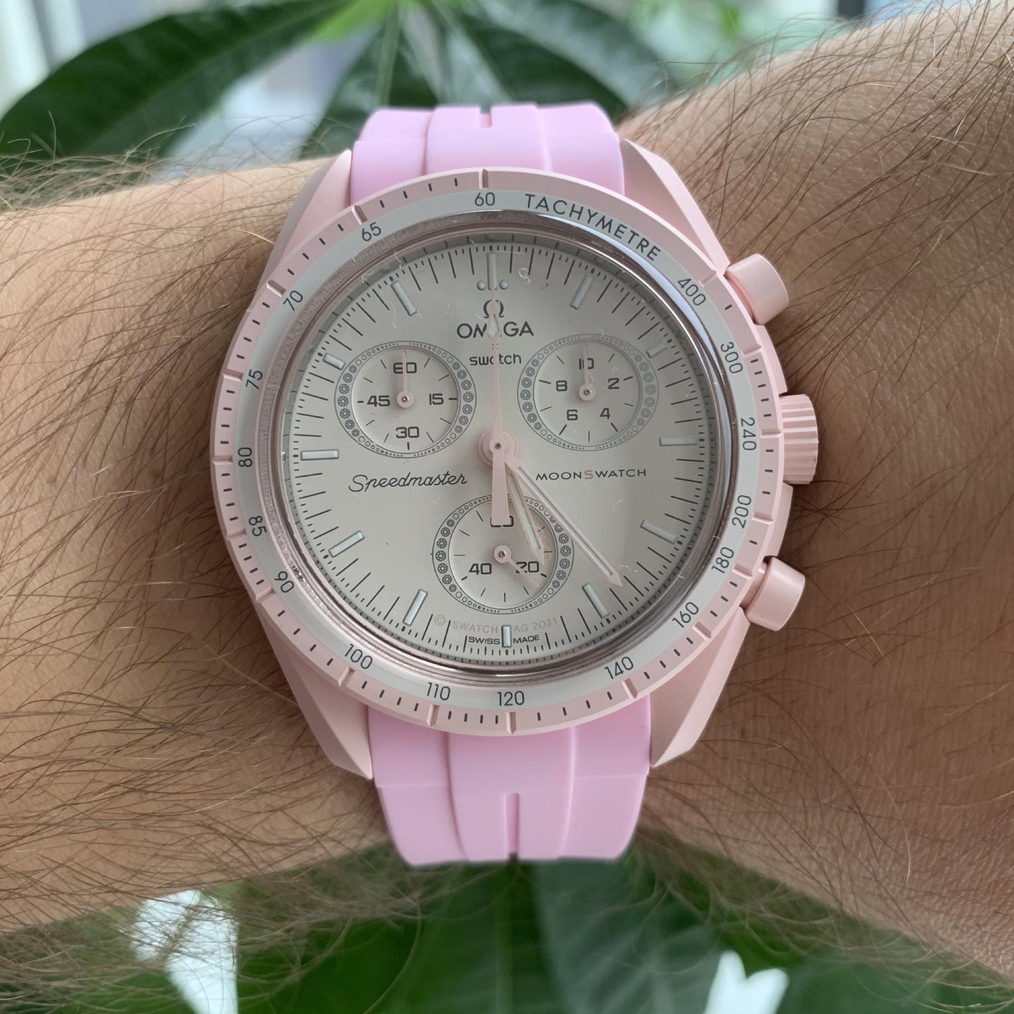 Omega Swatch MoonSwatch correa strap rosa