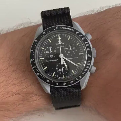 Horlogebandje Omega x Swatch Moonswatch Nylon - Zwart