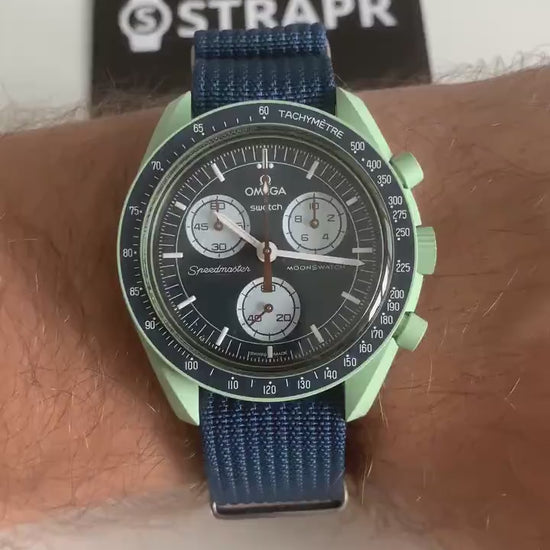 Horlogebandje Omega x Swatch Moonswatch Nylon - Blauw
