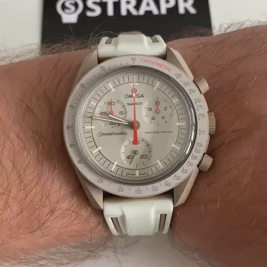 Siliconen Horlogebandje Omega x Swatch Moonswatch - Wit & Bruin