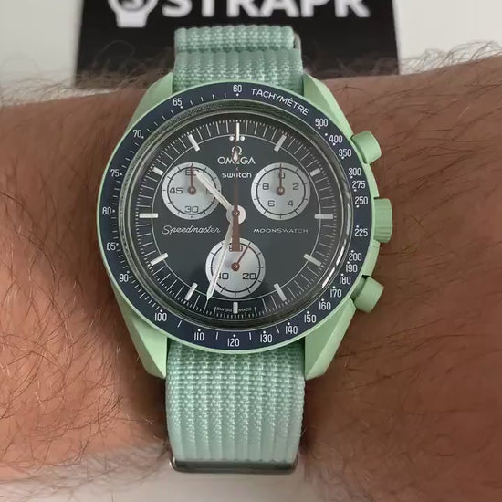 Horlogebandje Omega x Swatch Moonswatch Nylon - Turquoise blauw