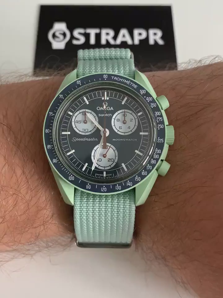 Armband strap Nylon Omega Swatch MoonSwatch türkisblau