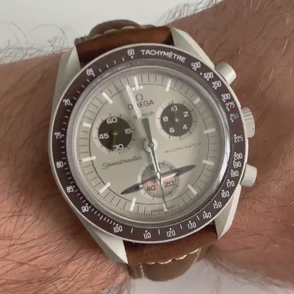 Leren Horlogebandje Omega x Swatch Moonswatch - Bruin