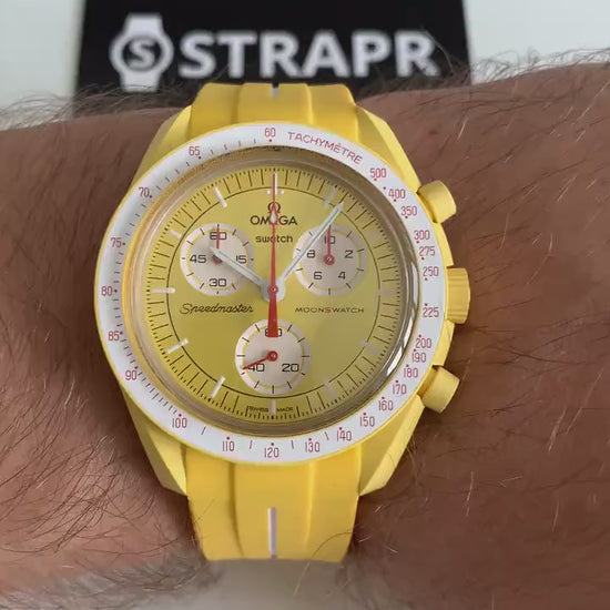 Omega Swatch MoonSwatch cinturino strap giallo e bianco