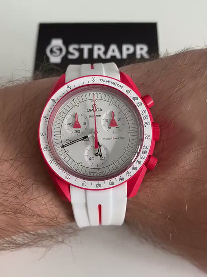 Armband strap Omega Swatch MoonSwatch weiß und rot